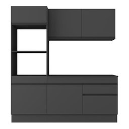 Armário de Cozinha Compacta 3 Peças com Rodapé Mp2177 Made Multimóveis Preto - 5