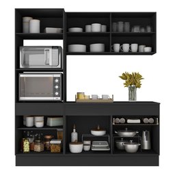 Armário de Cozinha Compacta 3 Peças com Rodapé Mp2177 Made Multimóveis Preto - 4