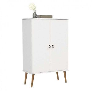 Sapateira com 2 Portas Cômoda Organizadora Multiuso Quarto Closet Retro Spazio Branco Patrimar