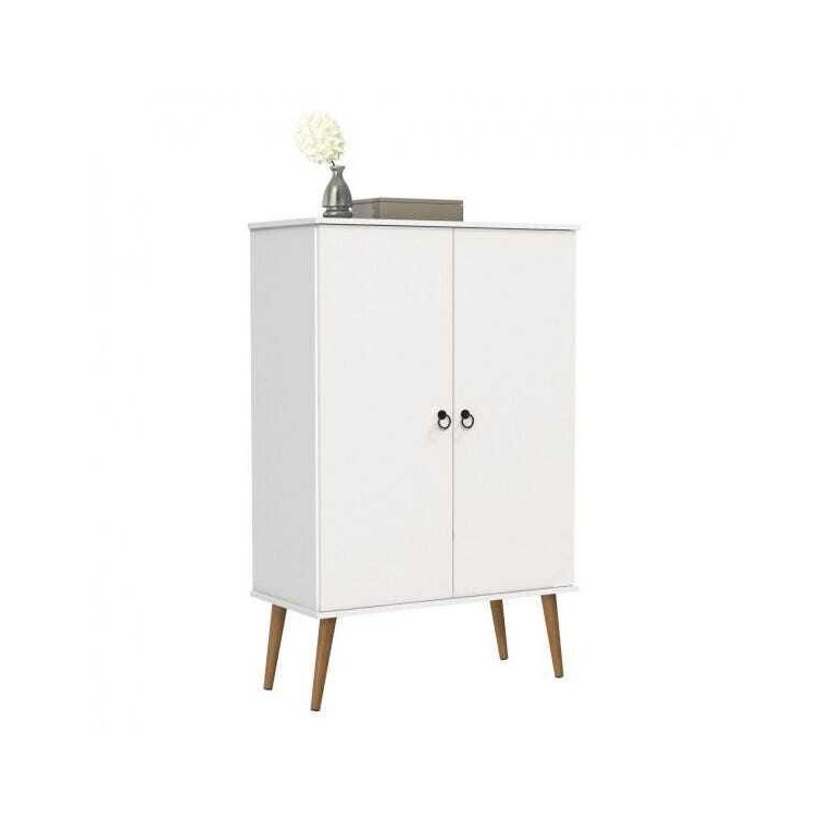 Sapateira com 2 Portas Cômoda Organizadora Multiuso Quarto Closet Retro Spazio Branco Patrimar
