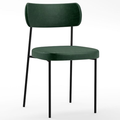 Cadeira Decorativa Estofada para Sala de Jantar Melina F01 Couríssimo Verde Musgo - Lyam Decor