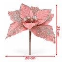 Ver imagem 6 de Flor Natal Rosa Gold Decoração Enfeite Gliter 25cm Kit 6PÇS