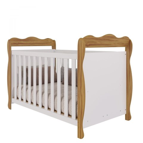 Berço Infantil Lisi - Moveis Peroba Amendoa/Branco