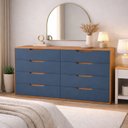 Ver imagem 1 de Cômoda para Quarto 8 Gavetas 150cm Madri Azul/Freijó