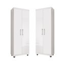 Ver imagem 2 de Kit 2 Armários Organizador Multiuso Sapateira Roma 2 Portas Lavanderia e Cozinha - G4 Magazine