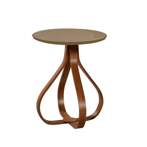 Mesa Bella de Canto com Tampo de Vidro Redonda Base de 70cm - Fende Luka Decor