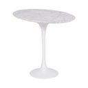 Ver imagem 1 de Mesa Saarinen Tulip Lateral Oval Carrara 57x38cm Base Branca