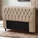 Ver imagem 2 de Cabeceira Cama Box Casal 140cm Eloá Estofada Suede Veludo Premium Bege