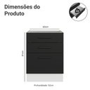 Ver imagem 2 de Balcão de Cozinha 60 cm 3 Gavetas (sem Tampo) Branco/Preto Agata Madesa