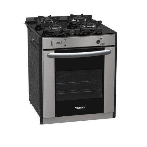 Fogão a Gás Embutir Gaudí Prisma Vítreo 4Q Inox Venax