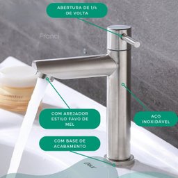Torneira Banheiro ou Lavabo de Bancada com Bica Media Bica Reta Cor Cromado Fosco Água Fria - Modelo - 3