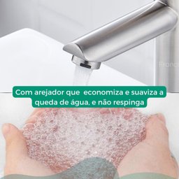 Torneira Banheiro ou Lavabo de Bancada com Bica Media Bica Reta Cor Cromado Fosco Água Fria - Modelo - 5