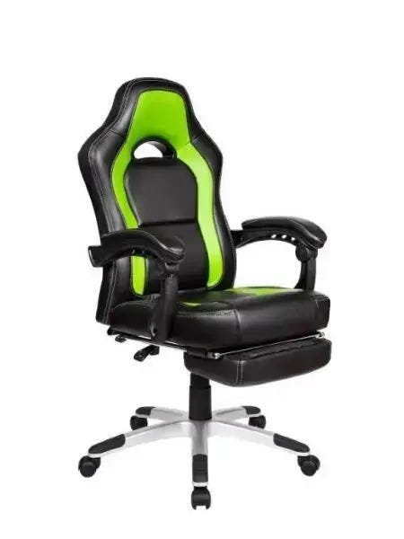 Cadeira Gamer Pelegrin PEL-3006 Couro Pu Preto e Verde - 1