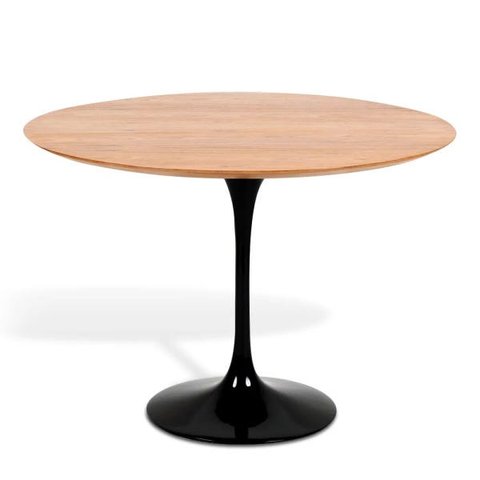 Mesa Saarinen Tulip Redonda Freijó 107cm Base Preta