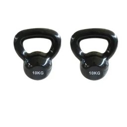 Kit 2 Halteres Kettlebell em ferro fundido Pelegrin PEL-10KB Emborrachado 10kg - Preto - 1