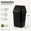 Ver mais imagens de Lixeira Preta Basculante 14 Litros Cesto Multiuso para Cozinha Banheiro Escritorio Bancada Chao e Ar