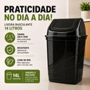 Ver imagem 3 de Lixeira Preta Basculante 14 Litros Cesto Multiuso para Cozinha Banheiro Escritorio Bancada Chao e Ar