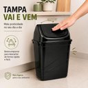 Ver imagem 7 de Lixeira Preta Basculante 14 Litros Cesto Multiuso para Cozinha Banheiro Escritorio Bancada Chao e Ar