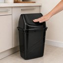 Ver imagem 5 de Lixeira Preta Basculante 14 Litros Cesto Multiuso para Cozinha Banheiro Escritorio Bancada Chao e Ar