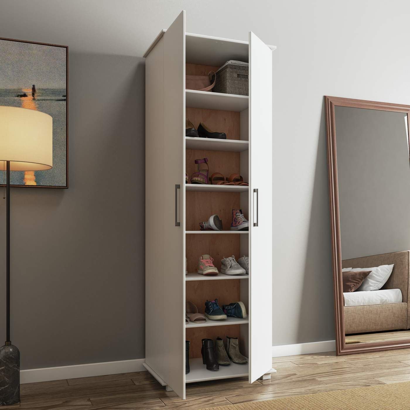 白木 Sapateira 2 Portas 5 Prateleiras Tokio Premium Carioca Móveis