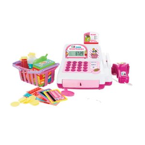 Brinquedo Caixa Registradora E Compras no Supermercado Rosa Multikids