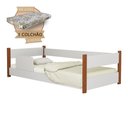 Ver imagem 2 de Cama Montessoriana Serena com Colchão com Grade Lateral e Reforçada - Branco/Mel