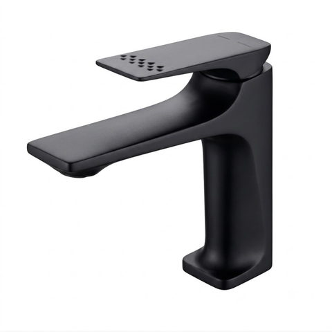 Torneira Monocomando de Mesa para Banheiro Bica Baixa Flux Preto Fosco