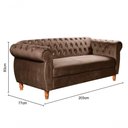 Ver imagem 2 de Sofá Nobreza 3 Lugares Fixo 203cm Marrom Veludo Bella Decor para Sala Clássica