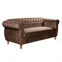 Ver imagem 3 de Sofá Nobreza 3 Lugares Fixo 203cm Marrom Veludo Bella Decor para Sala Clássica