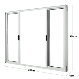 Janela de Alumínio Branco Vitro de Correr 4 Folhas Linha Fortline  Atlântica A=1,00m x L=2,00m - 2
