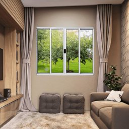 Janela de Alumínio Branco Vitro de Correr 4 Folhas Linha Fortline  Atlântica A=1,00m x L=2,00m - 6