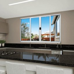 Janela de Alumínio Branco Vitro de Correr 4 Folhas Linha Fortline  Atlântica A=1,00m x L=2,00m - 7