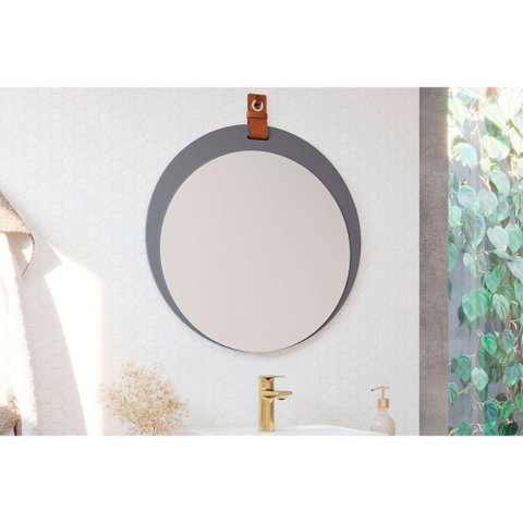 Espelheira de Banheiro Lua Parede Oval 60x60cm Titanio - Mgm