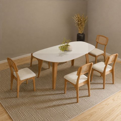Kit Sala de Jantar Moderno Mesa com 4 Cadeiras Dalla Costa