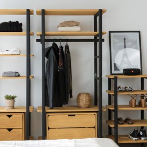 Guarda-Roupa Closet Laguna 4 prat 180Ax90Lx42P em Madeira Cubomob Preto e Mel