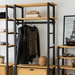 Guarda-Roupa Closet Laguna 4 prat 180Ax90Lx42P em Madeira Cubomob Preto e Mel - 2