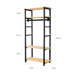 Guarda-Roupa Closet Laguna 4 prat 180Ax90Lx42P em Madeira Cubomob Preto e Mel - 6