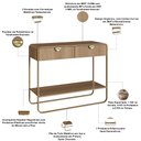 Ver imagem 5 de Aparador para Sala de Estar Industrial Orgânico 2 Gavetas Alek A03 Hanover Dourado - Lyam Decor