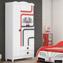 Guarda Roupa Infantil Fast Car com 3 Portas - Branco - 1