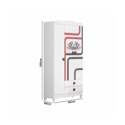 Guarda Roupa Infantil Fast Car com 3 Portas - Branco - 5