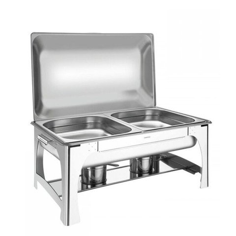 Rechaud Banho Maria Inox 2 Cubas com Tampa Removível e Fogareiro Tramontina