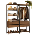 Ver imagem 2 de Guarda-Roupa Closet Modulado 4 Gavetas 6 Prateleiras 140cm Rustic/Preto Valencia Madesa Xa