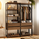Ver imagem 1 de Guarda-Roupa Closet Modulado 4 Gavetas 6 Prateleiras 140cm Rustic/Preto Valencia Madesa Xa