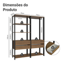 Ver imagem 3 de Guarda-Roupa Closet Modulado 4 Gavetas 6 Prateleiras 140cm Rustic/Preto Valencia Madesa Xa