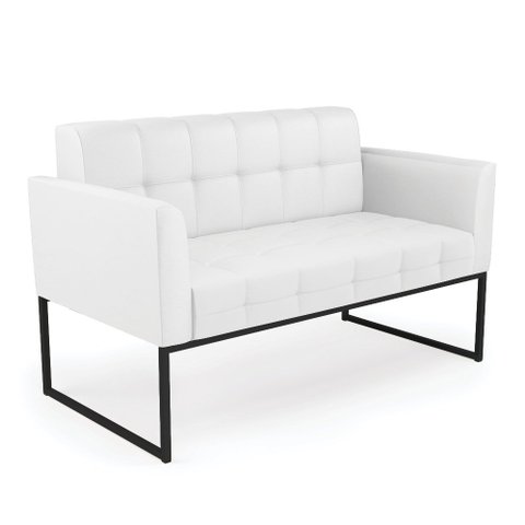Sofá Namoradeira Elisa Corino Branco Base Metálica Industrial Preto - D'Rossi D´Rossi