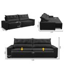 Ver imagem 3 de Sofá Retrátil e Reclinável 5 Lugares 300cm Veludo Antonella Adonai Estofados