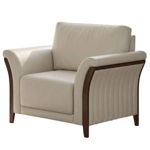 Poltrona Decorativa Royal Base Madeira Courino Tcs 725 Moll