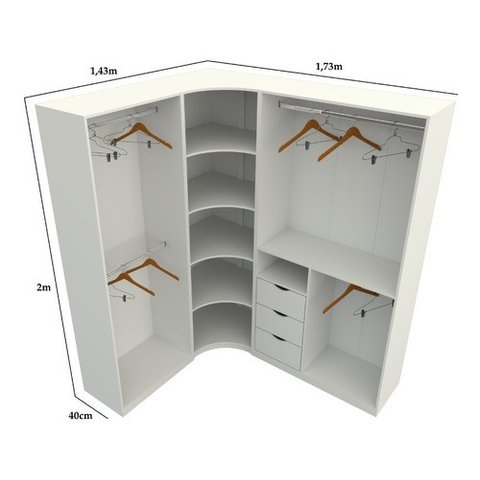Kit Closet Loja Modulado Canto M57 100% Mdf - Branco