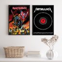 Ver imagem 2 de Kit 2 Quadros Decorativos Bandas de Rock metal 33x24cm - com Vidro:madeira Branca