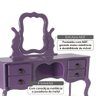 Penteadeira Status Florida Estilo Retrô com Banqueta Estofada Chenilli Em Mdf - Laca Roxo - 2
